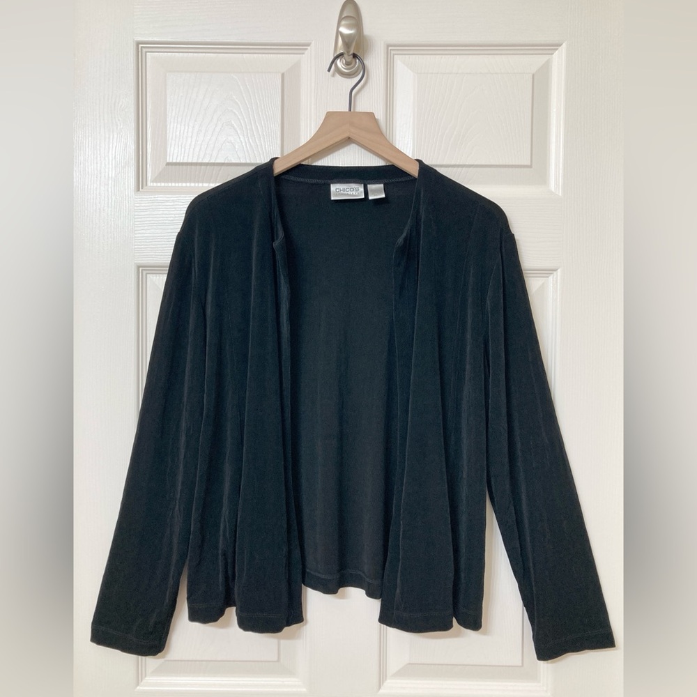 Chico’s 3 Slinky Black Open Front Cardigan Sweater XL Goth Indie Sleaze Y2K